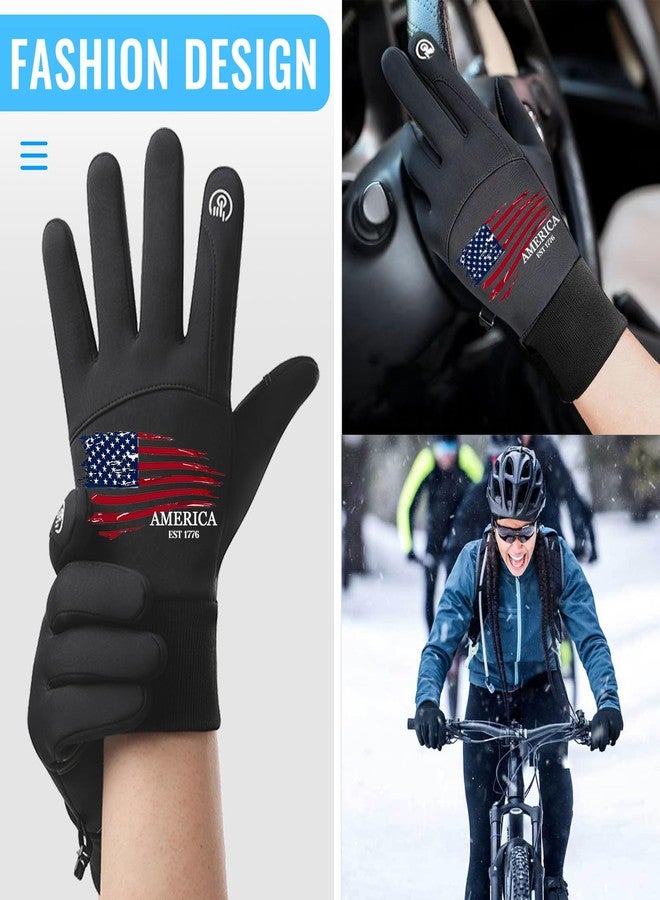 viofre Winter Gloves Women Men Cold Weather Thermal Warm Gloves for Men Women Waterproof Touchscreen Running Glove Mens American Flag Workout Glove Winter for Driving Cycling Ski Snow Christmas Gifts (L) - Image 5